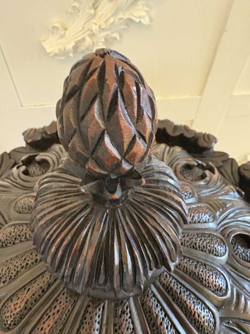 Large Magnificent Antique Pair of Carved Mahogany Urns - Image 12